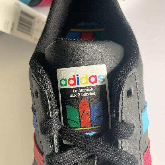 New Adidas Superstar J Colorful Striples Core Blac - Picture 3 of 5